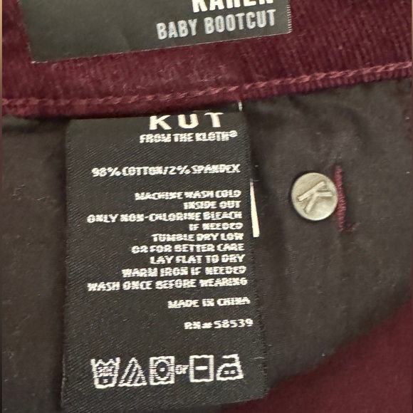 Kut from the Kloth Baby Bootcut Burgundy Corduroy Jeans - Picture 4 of 8